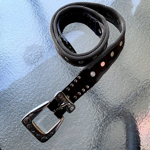 NANNI MADE IN ITALY WOMEN\'S BROWN LEATHER AND METAL DESIGNER BELT SIZE 36 main image 5